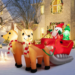 7.2 Feet Long Christmas Inflatable Santa Rides Sled with LED Lights