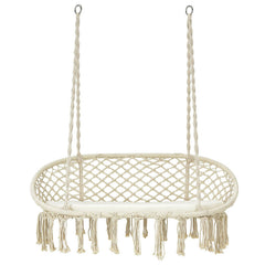 2 Person Hanging Hammock Chair Macrame Swing with Zippered Cushion
