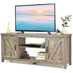 59 Inch Barn Door TV Console Table with Storage Cabinet for TVs up to 65 Inch