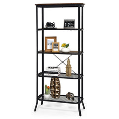 Industrial 5-Layer Bookshelf with Out-Stretched Legs
