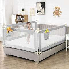 69.5 Inch Toddler Bedrail with Anti-Collision Cotton and Side Pocket