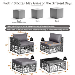 5 Pieces Patio PE Rattan Wicker Sofa Furniture Set