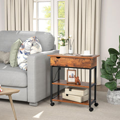 Lift Top End Table with Charging Station and Universal Wheels