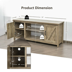 59 Inch Barn Door TV Console Table with Storage Cabinet for TVs up to 65 Inch
