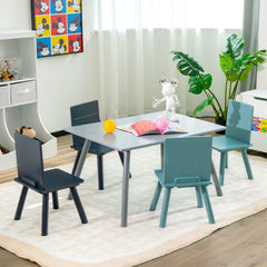 5 Pieces Kids Wooden Activity Play Furniture Set with Building Blocks