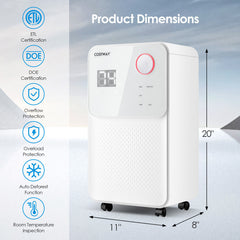 32 Pints 2000 Sq. Ft Dehumidifier for Home and Basements with 3-Color Digital Display
