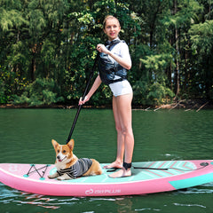 10/11 Feet Inflatable Stand up Paddle Board with 3 Fins and Adjustable Paddle