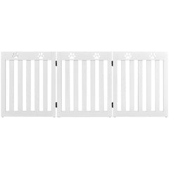24 Inch Folding Wooden Freestanding Dog Gate with 360° Flexible Hinge for Pet