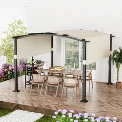 10 x 10 ft Outdoor Pergola Modern Arched Patio Garden Shelter with Retractable Sunshade Canopy