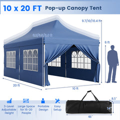 10 x 20 Feet Pop up Canopy with 6 Sidewalls Windows and Carrying Bag