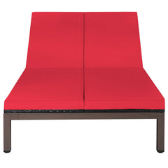 2-Person Patio Rattan Lounge Chair with Adjustable Backrest and Cushions
