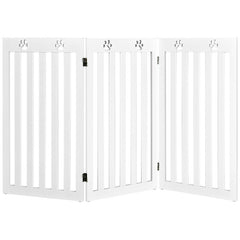 36 Inch Folding Wooden Freestanding Pet Gate Dog Gate with 360° Flexible Hinge