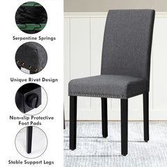 Set of 2 Fabric Upholstered Dining Chairs with Nailhead