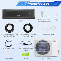 Energy Star Certified 12000 BTU 21 SEER2 208-230V Mini Split Air Conditioner and Heater Gray