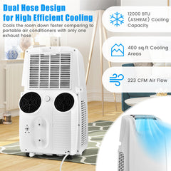 12000 BTU(Ashrae) Dual Hose Portable Air Conditioner with Remote Control