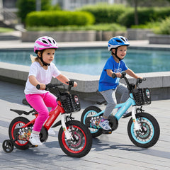 12/14/16/18 Inch Kids Bike Adjustable with Storage Basket and Double Brake for 3-8 Years Old
