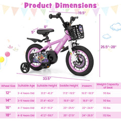 12/14/16/18 Inch Kids Bike for 3-8 Years Old Sport Bicycle with Adjustable Handlebar and Saddle