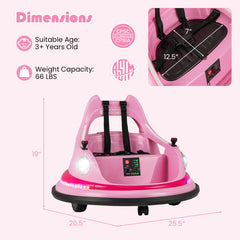 12V Kids Ride On Bumper Car with Remote Control and Dual Joysticks