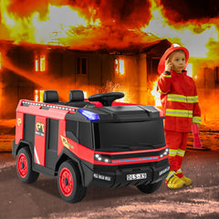 12V Kids Ride on Fire Truck 2-Seater with Remote Control and Water Gun