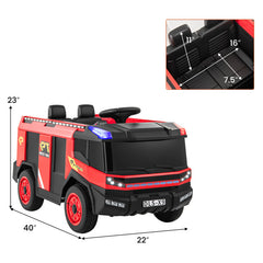 12V Kids Ride on Fire Truck 2-Seater with Remote Control and Water Gun