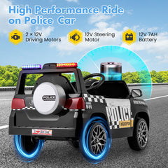 12V Kids Ride on Police Car with Remote and Siren Flashing Lights