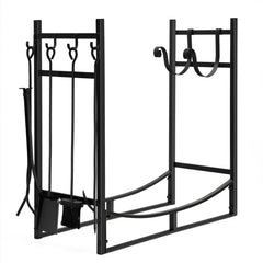 30/36 Inch Firewood Rack with 4 Tool Set Kindling Holders