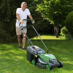 12-AMP 13.5 Inch Adjustable Electric Corded Lawn Mower with Collection Box