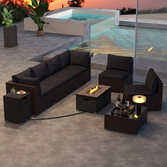 12 Pieces Outdoor Furniture Set with 32 Inch Fire Pit Table and Propane Tank Cover