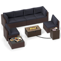 12 Pieces Outdoor Furniture Set with 32 Inch Fire Pit Table and Propane Tank Cover
