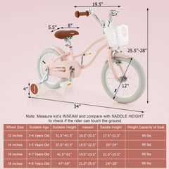 12/14/16/18/20 Inch Kids Bike with Training Wheels for Boys Girls