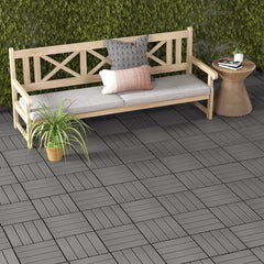 12 x 12 Inch 18 Piece All Weather Interlocking Deck Tiles for Splicing Area