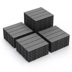 12 x 12 Inch 18 Piece All Weather Interlocking Deck Tiles for Splicing Area