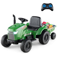 12V 2-in-1 Kids Ride On Tractor with Trailer and 3-Gear Shift