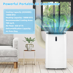 14000 BTU(Ashrae) Portable Air Conditioner with APP and WiFi Control