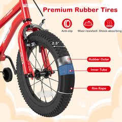 14/16/18 Inch Kids Bike Ages 3-8 with Handbrake and Coaster Brake and Bell Ring