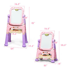Height Adjustable Kids Art Easel Magnetic Double-Sided Board