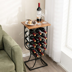 14 Bottles Wine Rack with Detachable and Lockable Wheels