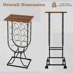 14 Bottles Wine Rack with Detachable and Lockable Wheels