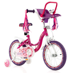14/16 Inch Kids Bike with Doll Seat and Removable Training Wheels for 3-7 Years Old