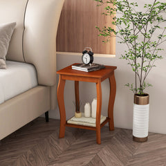 15 Inch 2-Tier Square End Table with Storage Shelf