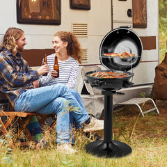 1600W Portable Electric BBQ Grill with Removable Non-Stick Warming Rack