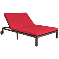2-Person Patio Rattan Lounge Chair with Adjustable Backrest and Cushions