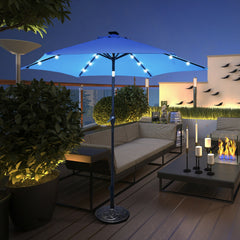9 Feet Solar LED Lighted Patio Market Umbrella with Tilt Adjustment without Base