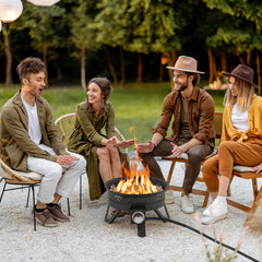 17 Inch Portable Gas Fire Pit with Folding Legs and Removable Grill for Camping