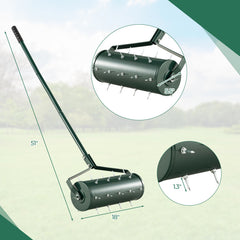 18/21 Inch Manual Lawn Aerator with Detachable Handle Filled with Sand or Stone