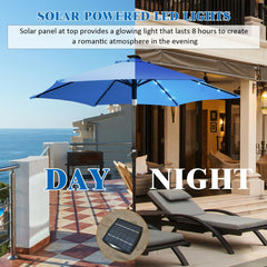 9 Feet Solar LED Lighted Patio Market Umbrella with Tilt Adjustment without Base