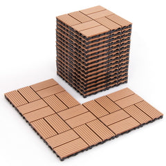 18 Pieces 12 x 12 Inch All Weather Interlocking Deck Tiles