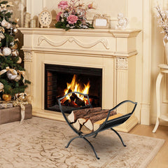 19 Inch Folding Fireplace Log Rack with Convenient Handle