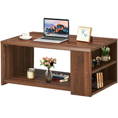 Coffee Table with Storage Shelves and Smooth Surface