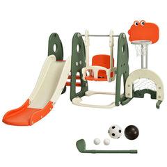 6 in 1 Toddler Slide and Swing Set with Ball Games